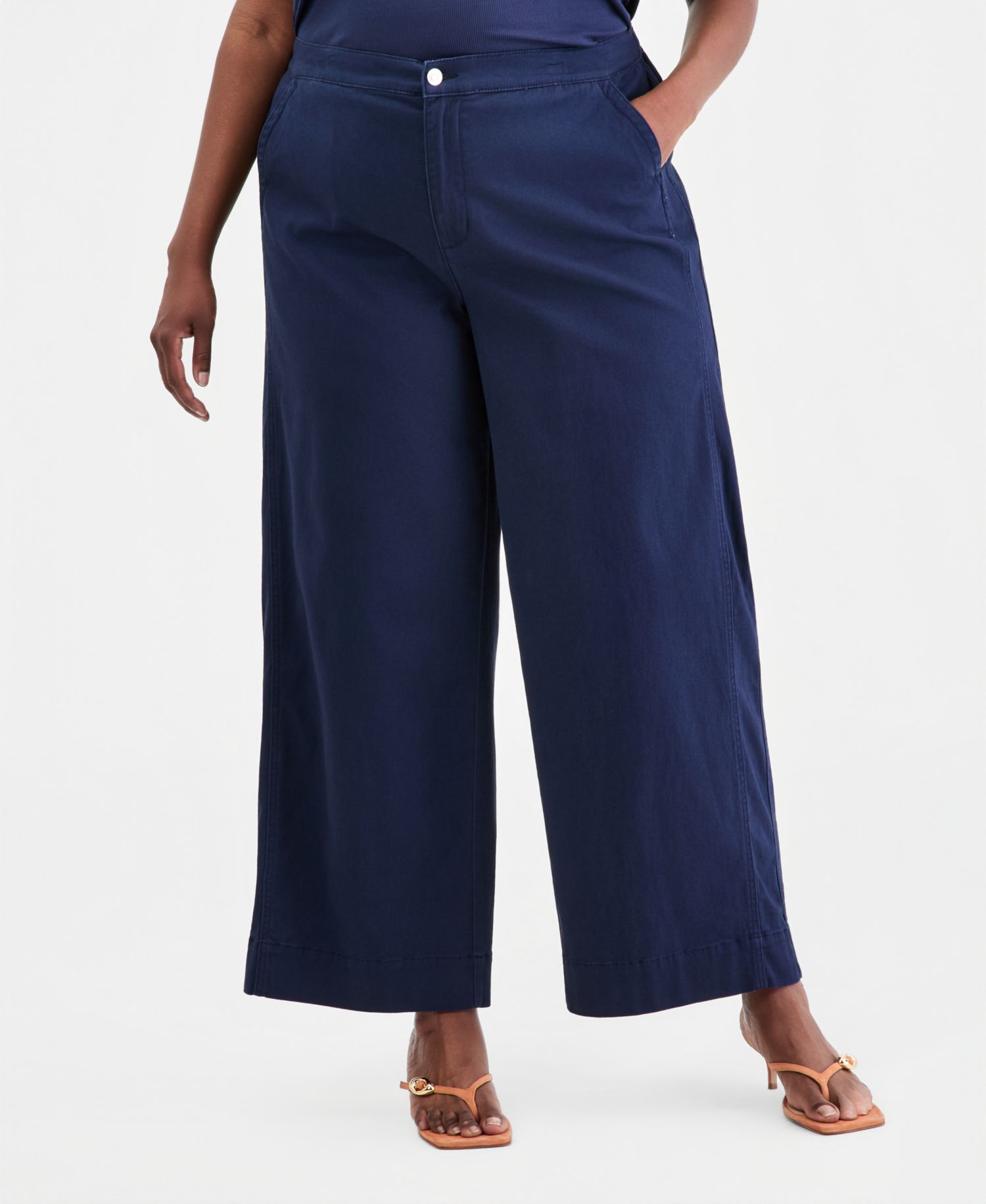 Trendy Plus Size Stretchy-Waist Wide-Leg Pants