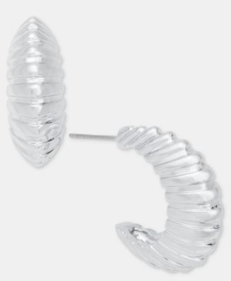 Small Textured C-Hoop Earrings, 0.95"