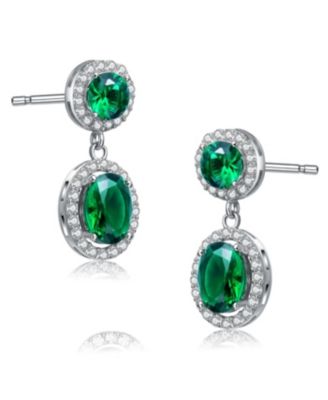Sterling Silver Cubic Zirconia Stately Drop Earrings