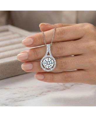 Brilliant Sterling Silver White Gold Plated CZ Drop Necklace