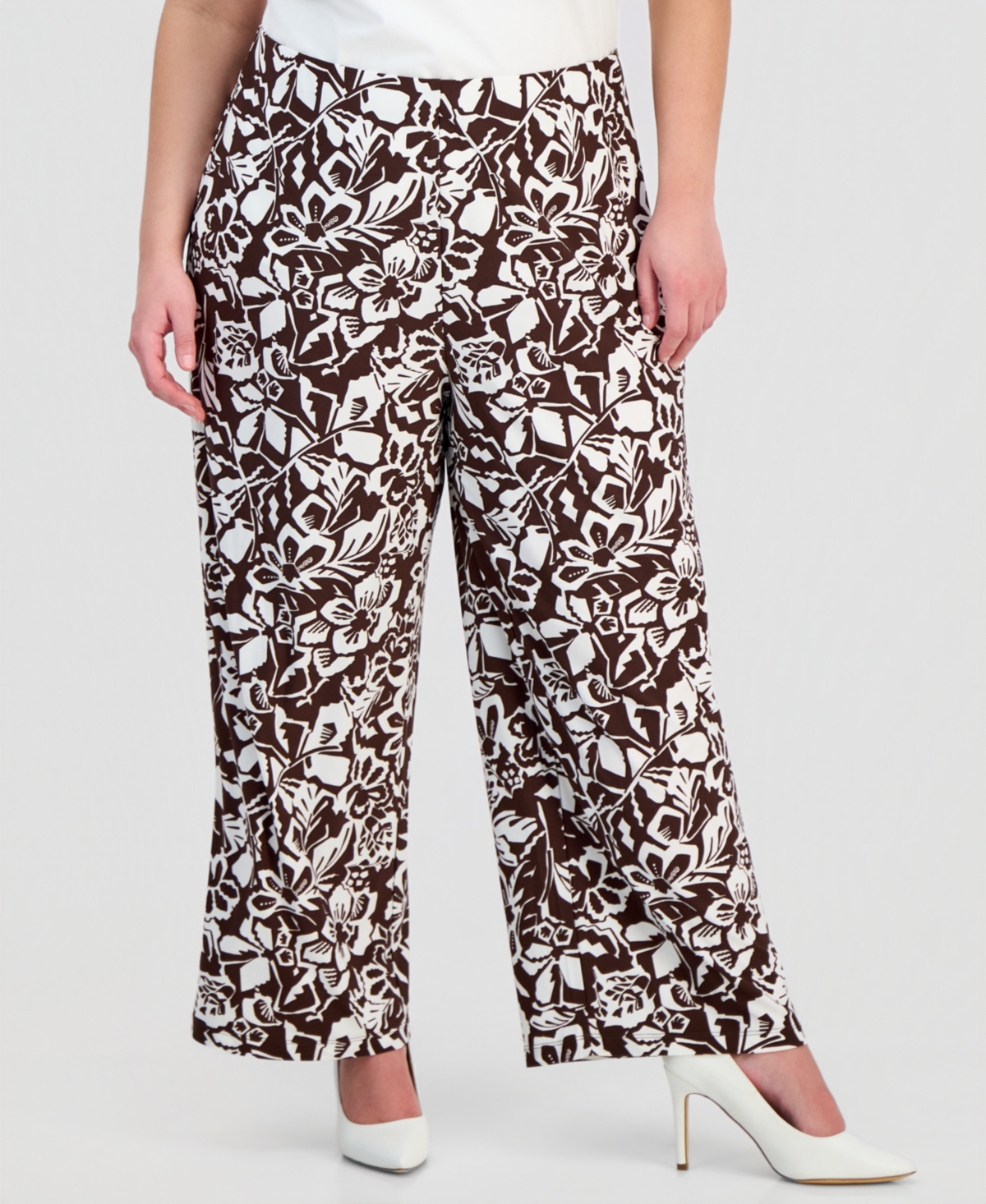 Anne Klein Essentials Plus Pull-On Wide-Leg Pants