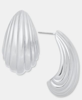 Textured J-Hoop Earrings