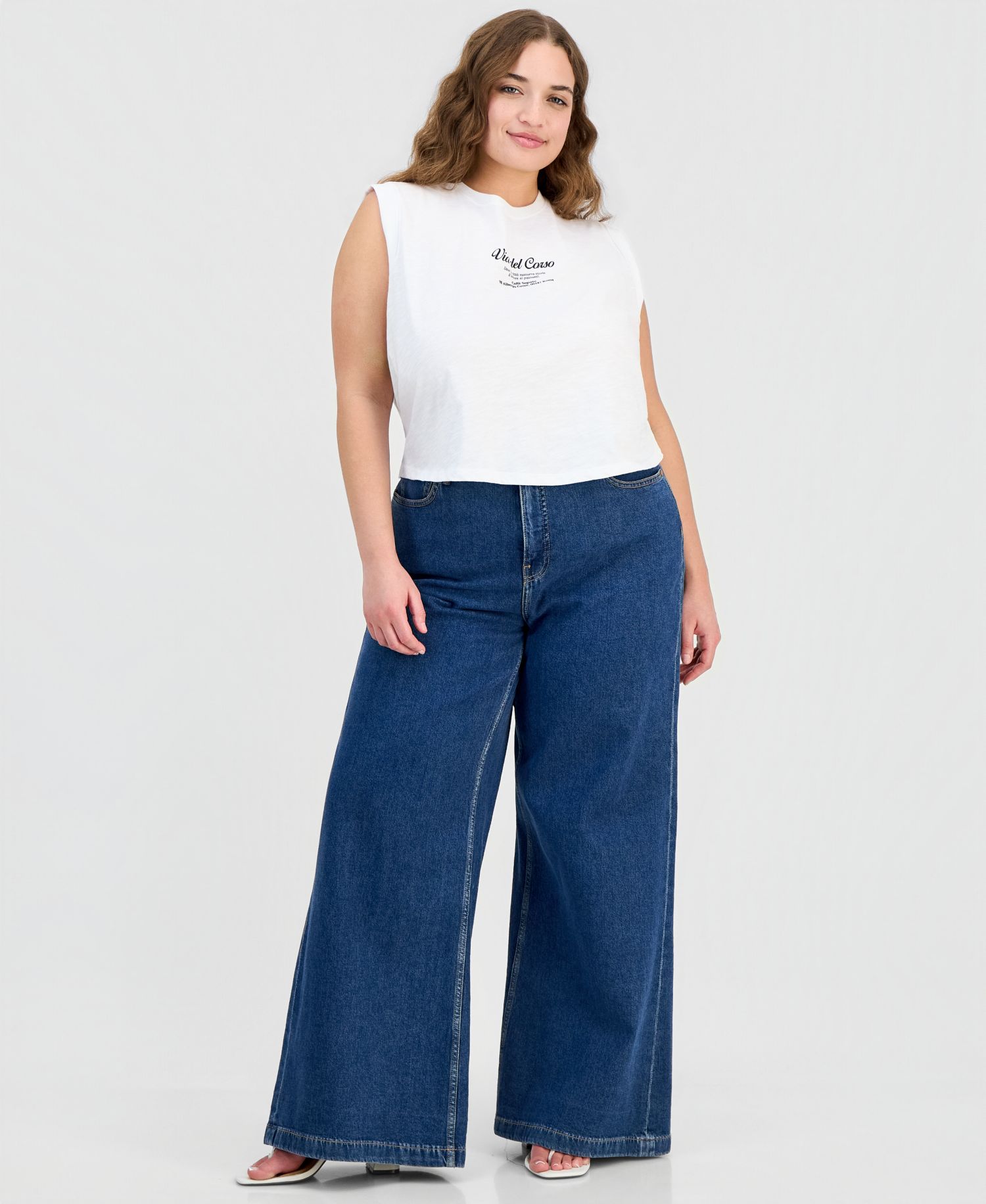 Trendy Plus Size Cotton Graphic-Print Muscle T-Shirt
