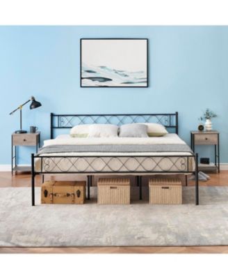 Modern Metal Platform Bed Headboard Footboard Underbed Storage Heavy Duty No Box Spring Easy Assembly