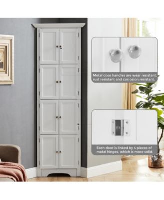 Modern Tall Storage Cabinet with Doors and 4 Shelves