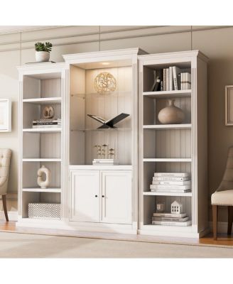 78.75" Tall 3-Piece Bookcase with 5 Color LED Light, Retro Style