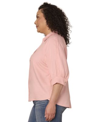 Plus Size Scallop Edge Detail Shirt