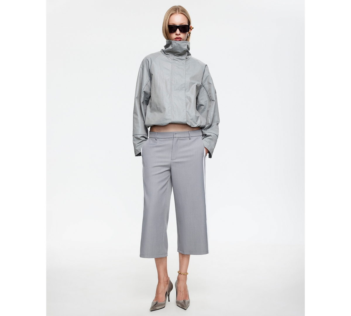 Lioness Women's Shoreline Zip-front Windbreaker Jacket In Silver