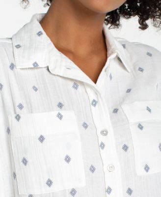 Petite Long-Sleeve Button-Front Shirt