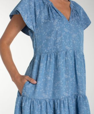 Petite Tiered Flutter-Sleeve Dress