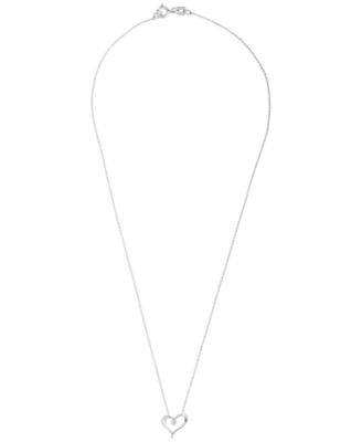 Lab Grown Diamond Heart Pendant Necklace (1/10 ct. t.w.) in Sterling Silver
