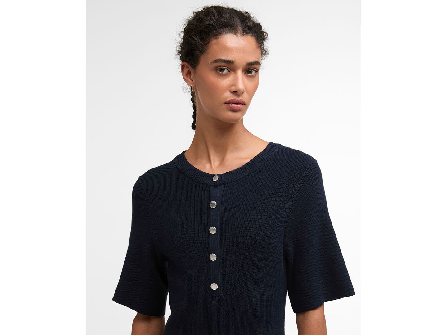 Женское платье Barbour Camille Knitted Short-Sleeve Dress, цвет: Тёмный тёмно-синий — фото 2