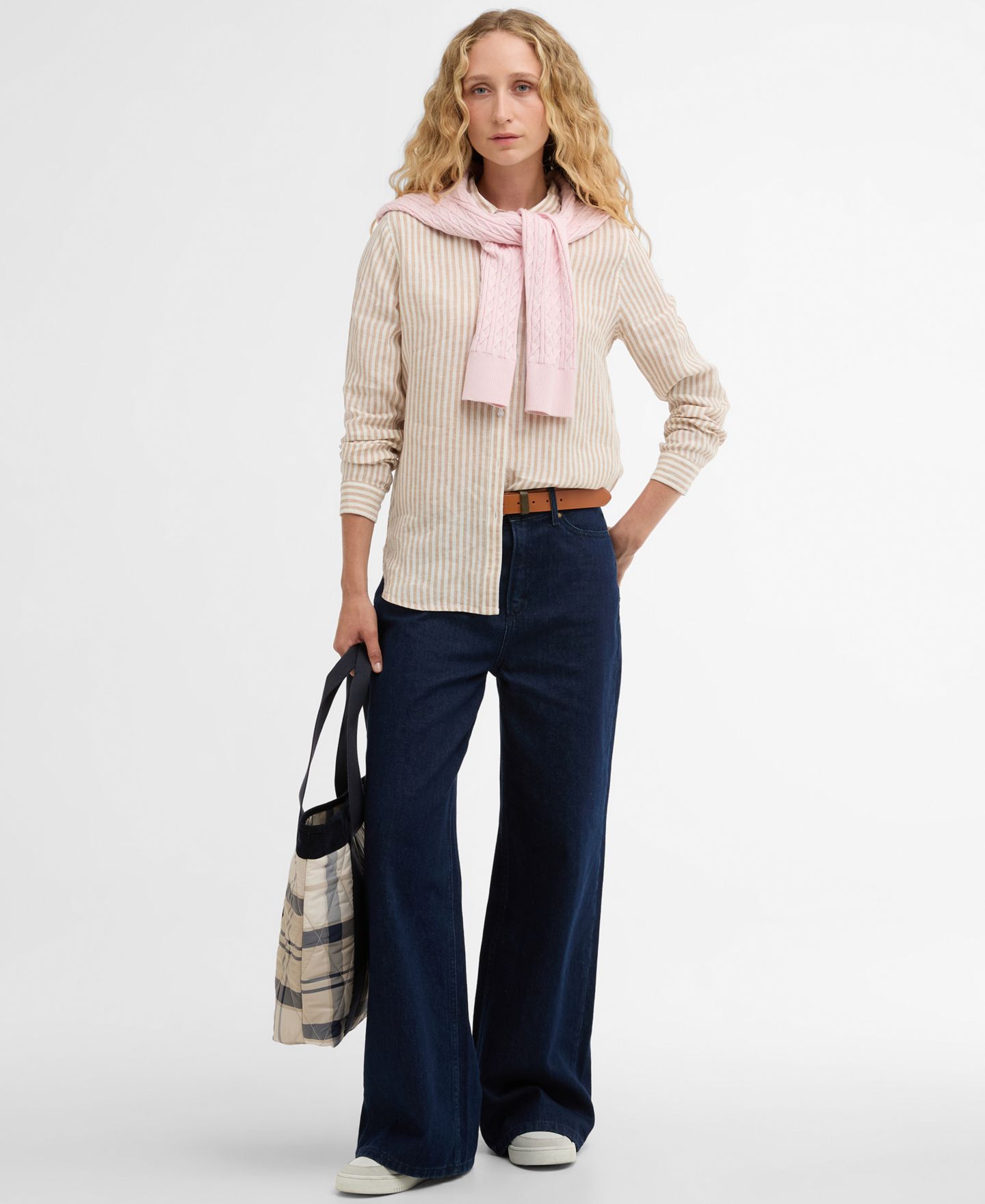 Женская рубашка Barbour Marine Relaxed-Fit, цвет: Розовый полосатый — фото 2
