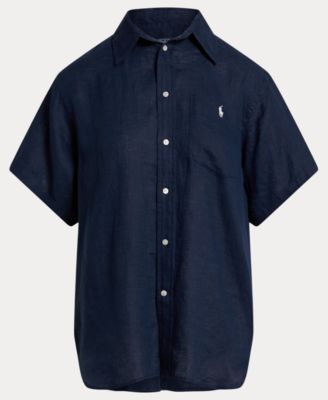 Women's Woven Short-Sleeve Collared Top