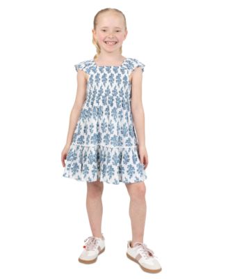 Girls' 2T-6X Printed Square Neck Dress