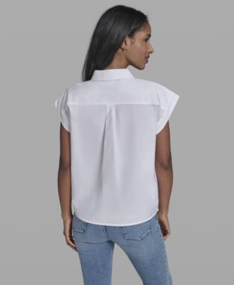 Women's Short-Sleeve Embroidered Flower Top