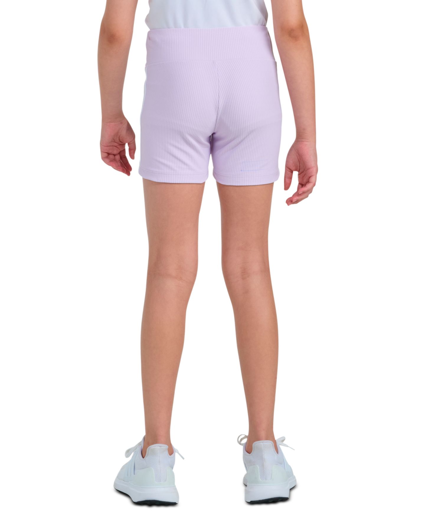 Шорты adidas Detached Waistband Rib Bike Shorts для девочек, цвет: Светлый фиолетовый — фото 4