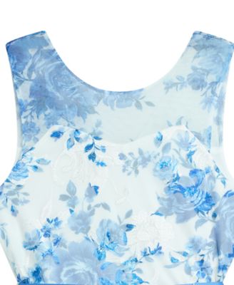Girls' 7-16 Sleeveless Floral Embroidered Mesh Dress