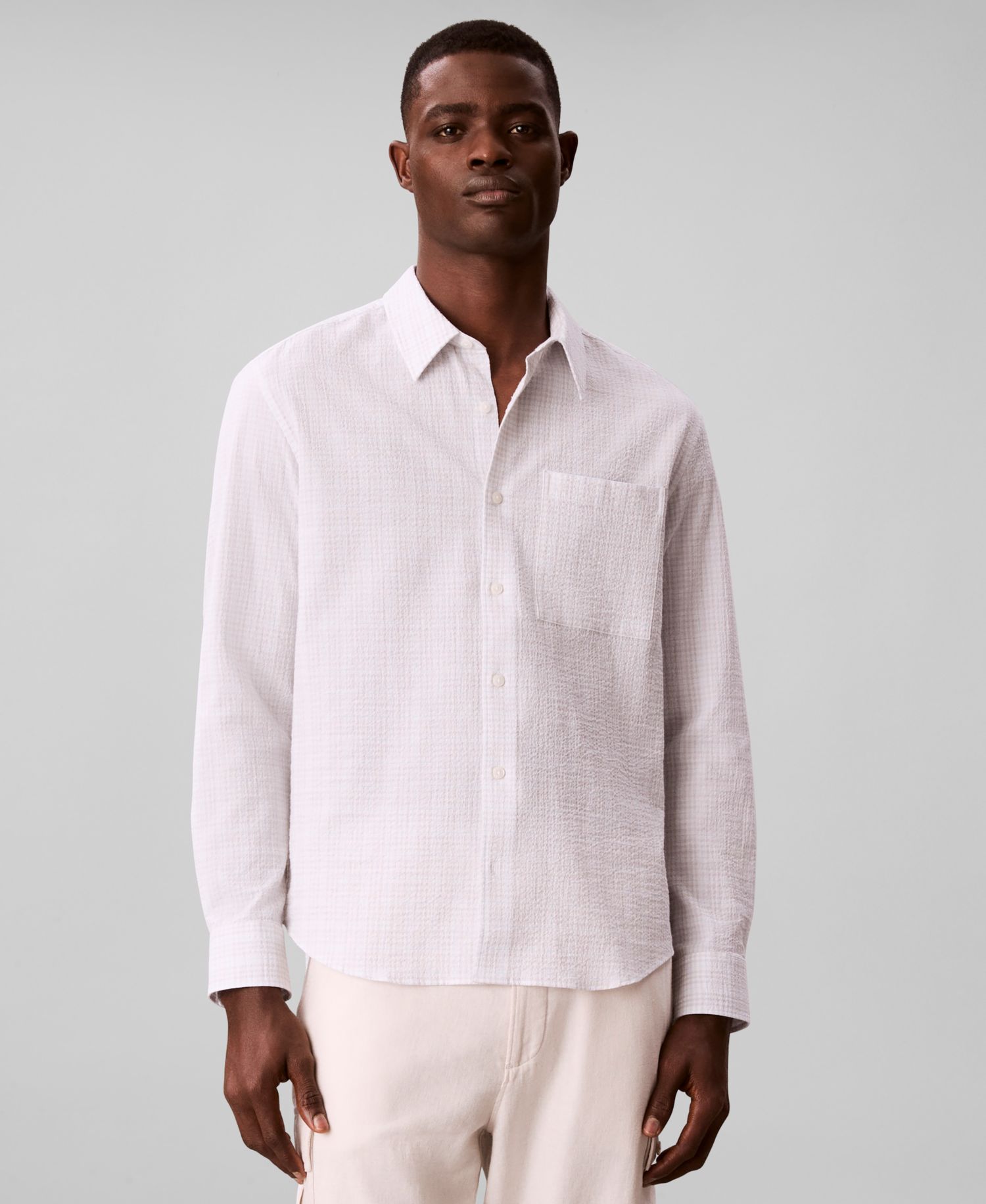 Men's Long-Sleeve Crinkle Poplin Shirt