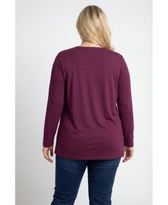 Plus Size Perfect Long-Sleeve V-Neck Tee