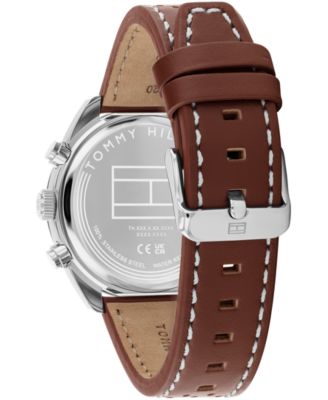 Men's Chronograph Brown Leather Strap Watch, 40mm