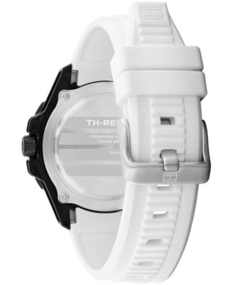 Men's Quartz White Silicone Strap Watch, 40mm