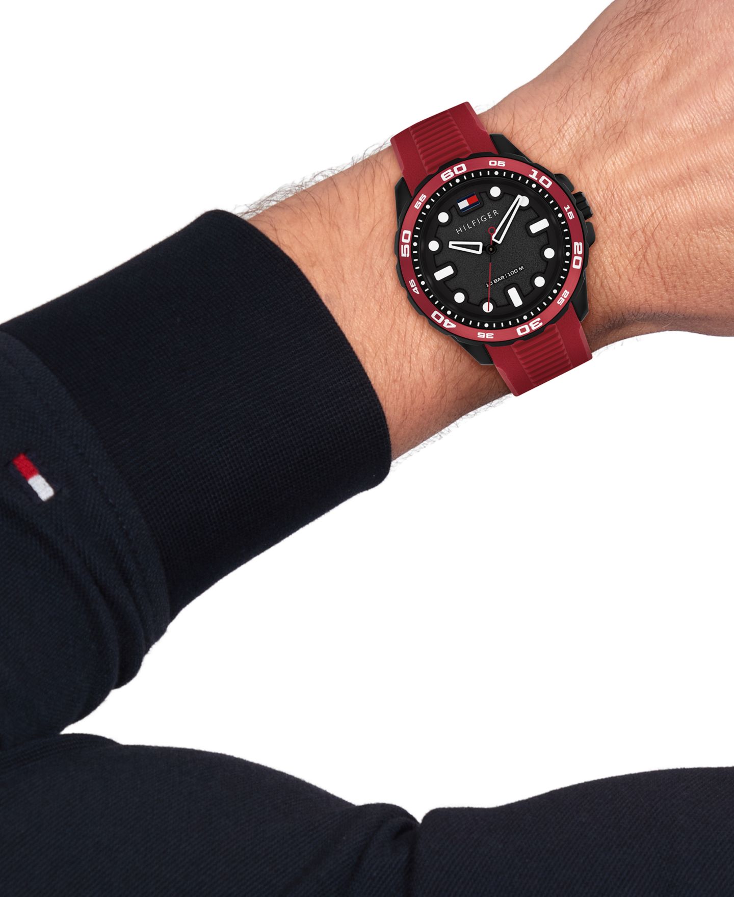 Мужские часы Tommy Hilfiger Quartz Red Silicone Strap Watch, 40mm — фото 4
