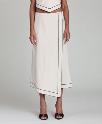 Women's Asymmetric Faux Wrap Midi Skirt