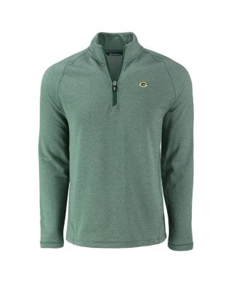 Men's Heather Green Green Bay Packers Peshastin Eco Fleece Tri-Blend Raglan Quarter-Zip Jacket