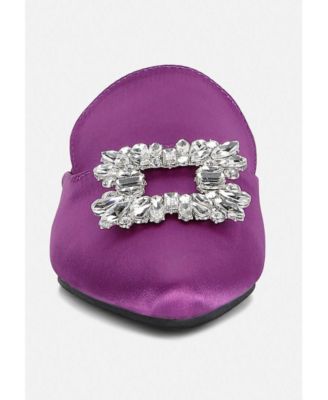 PERRINE Womens Diamante Brooch Slip On Mules