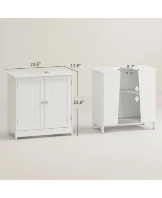 23.5 Inch Under Sink Bathroom Cabinet, MDF Vanity with Adjustable Shelf for Pedestal Sink Storage