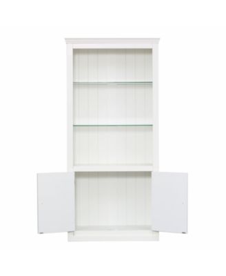 78.75"H Freestanding Farmhouse Bookcases 4-Tier Display Shelf with 5-Colors Dimmable Ceiling Light with Storage & Doors