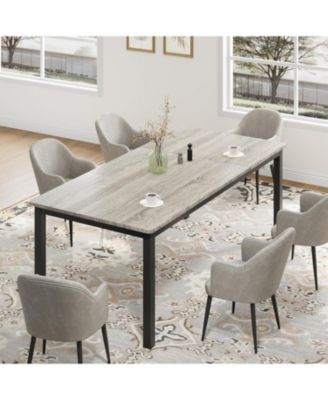 Industrial Dining Table for 6 with Wood Top and Metal Legs, Rectangular Design