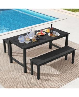 6 Person Patio Dining Table with Wood Look Top