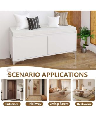 Wall-Mounted Entryway Shelf with Hooks and Storage Bench Set for Entryway, Hallway, Living Room, Bedroom