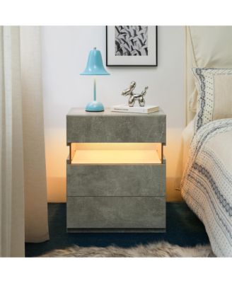 LED Nightstands with 3 Storage Drawers, Modern Bedside Tables with Acrylic Board LED Lights, End Table for Bedroom