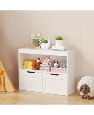 Kids Bookshelf and Toy Storage Organizer with Drawers and Shelves, Toddlers Bookcase for Nursery, Playroom and Bedroom