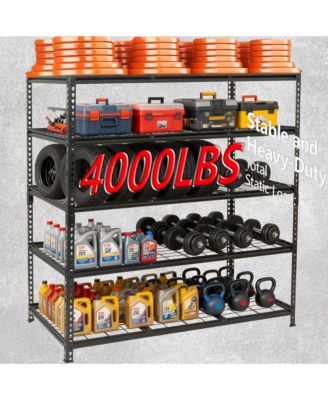 5-Tier Heavy Duty Metal Shelving Unit - Adjustable Storage Rack for Garage Basement Warehouse, 4000 lbs Total Load Capacity