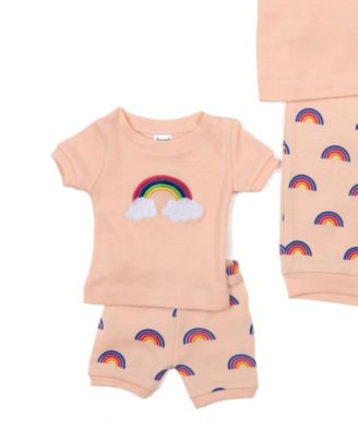 Little Girls Matching Doll Snug-Fit Cotton Short Sleeve Pajamas