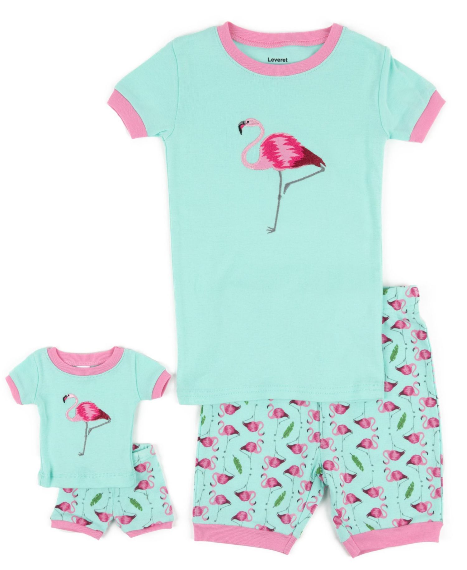 Toddler Girls Matching Doll Snug-Fit Cotton Short Sleeve Pajamas