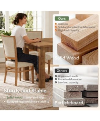 63-Inch Solid Wood Dining Table for 6, Farmhouse Kitchen Table, Rectangular Wood Dinner Table for Dining Room, Living Room