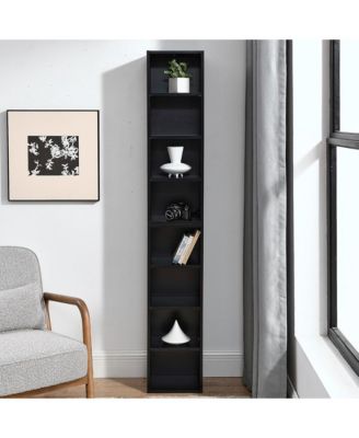 8-Tier Tall Narrow Bookshelf, Slim Storage Cabinet & Display Bookcase with Adjustable Shelves for Living Room, Office