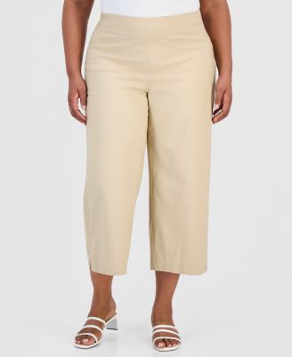 JM Collection Plus Size Pull-On Wide-Leg Capri Pants, Macy's