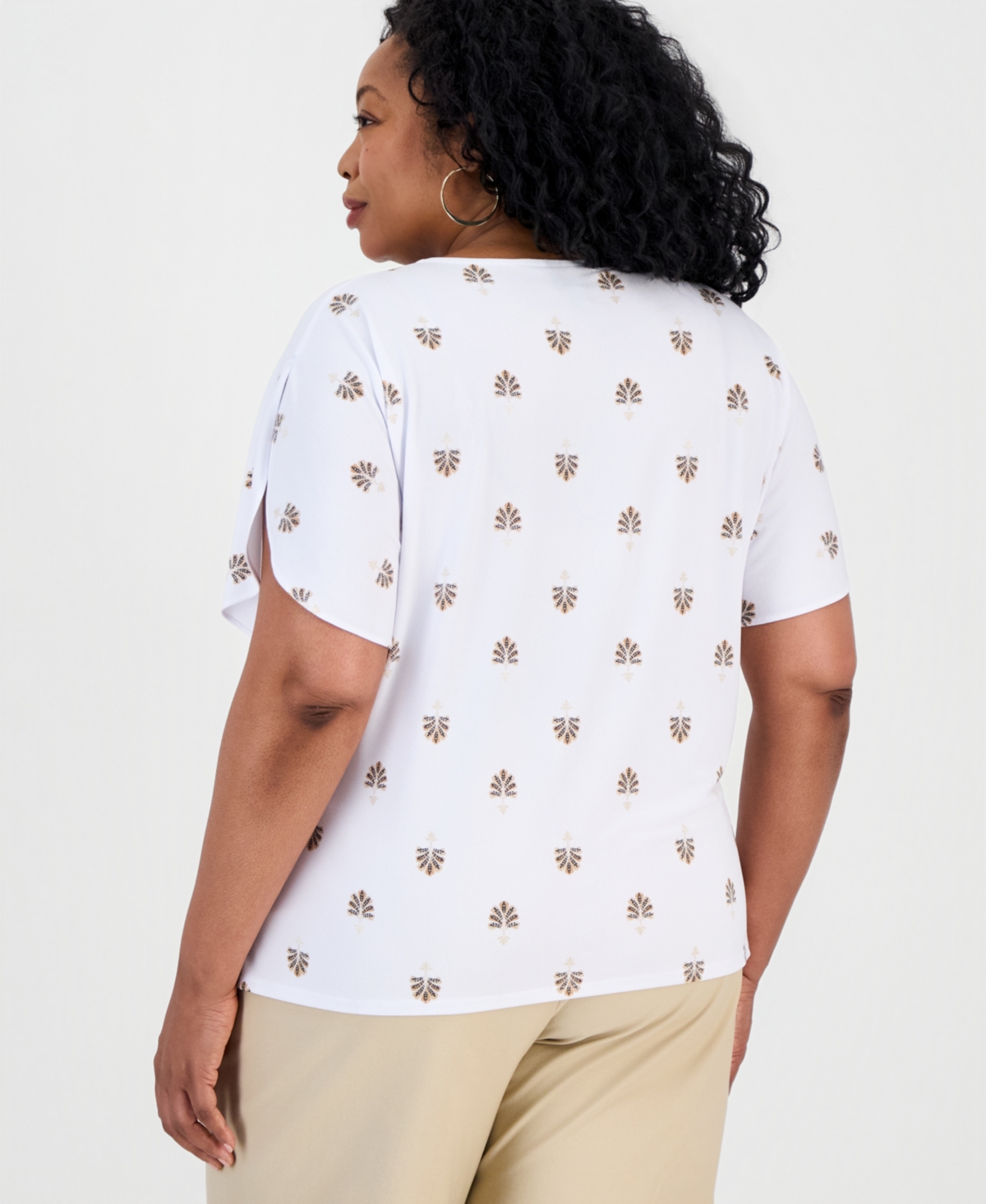 Jm Collection Plus Painted Fan Keyhole Dolman-Sleeve Top, Macy's Exclusive