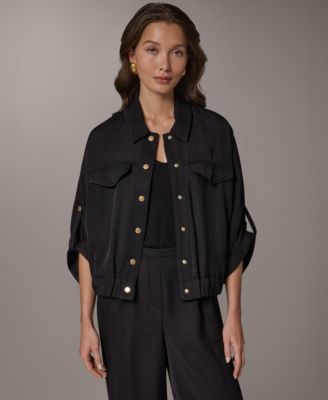 Women's Collared Neck Buton-Front Shirt Jacket