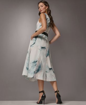 Women's Printed V-Neck Midi Dress