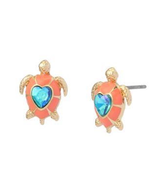 Faux Stone Cowabunga Turtle Stud Earrings