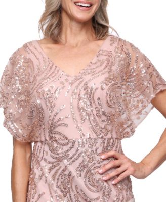 Women's Sequin Column Zipper Gown