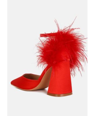 Womens palmetta fur detail block heel sandals