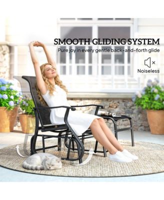 Outdoor Glider with Ottoman, High Back Patio Glider Set